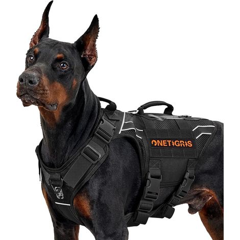Harnais Anti Traction Tactique, Armor Mesh Harnais Chien, avec 2 poignées et 3 anneaux en D, Matériel Militaire Gilet Durable Réfléchissant, pour Moyen Grand Chien, Avec Système Molle (1/5)
