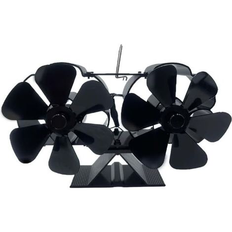 Ventilateur silencieux à double pale pour poêle à bois, générant de la chaleur et muni de supports, idéal pour les poêles à bois/à bûches. (1/5)