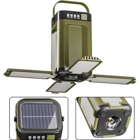Lampada da campeggio a LED ad energia solare - 2000 mAh ricaricabile, impermeabile IPX4, per tenda - 6 impostazioni - torcia portatile e power bank (1/5)
