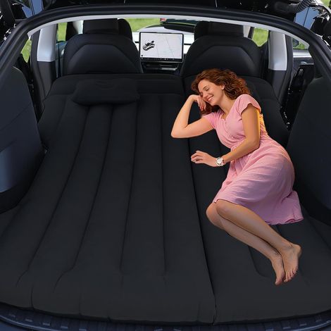 Auto Matratz, SUV Air Matratz, Matratz d'air d'auto épaisse Camping Aufblasbett für Kofferraum/Hintersitz, Matratz Gonflable für ModelY/SUV/RV/Minivan Voyage/Maison/Extérieur (Noir)