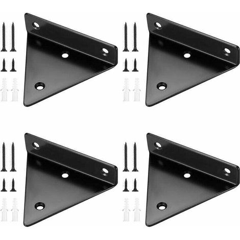 4 Pièces Supports d'étagère Flottants, Supports à Tablettes Muraux Triangulaires Invisibles, Equerre Etagere Murale Métal pour étagère