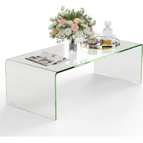 Couchtisch glastisch u formiger beistelltisch aus gehartetem glas 108 x 50 x 35 cm