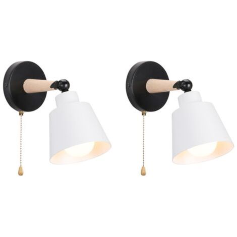 royaluxe- 2PCS Applique Murale Moderne Blanc Applique Murale Rétro Minimaliste Lampe Murale D'Intérieur Nordique E27 (1/5)