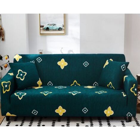HOXILEELEO - Housse de canapé 2 places 140-180 cm avec accoudoirs, housse élastique moderne, housse de protection universelle, vert foncé (1/5)