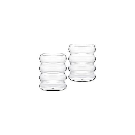 Lot de 2 Verres à Bulles en Verre en Forme de Vague, Verres à Boire Vintage, Verres à Nervures, pour eau Café Boisson Vin Cocktail Whisky Bière (1/5)