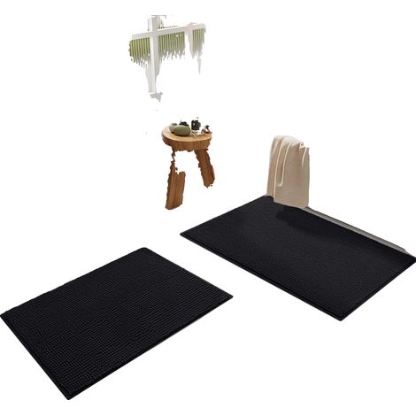 Tappetino da bagno, morbidissimo, ad asciugatura rapida, nero, 50x80-a (1/2)
