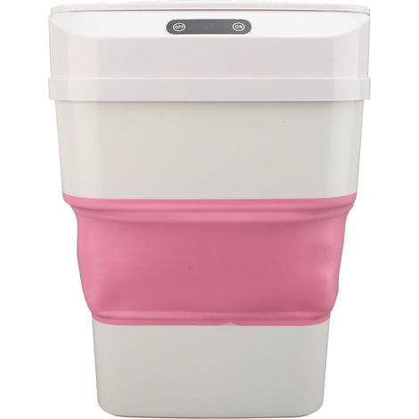 Poubelle pliable automatique à capteur intelligent rose pour chambre, bureau et cuisine (1/5)