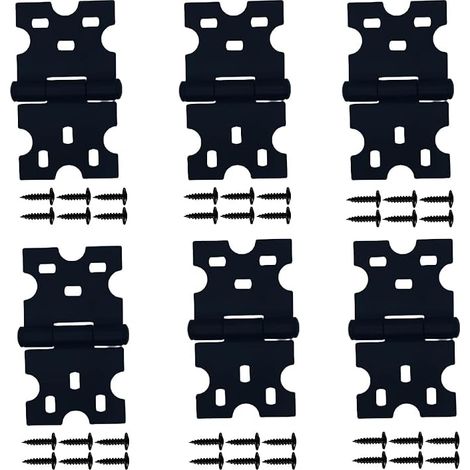 6 bisagras negras, bisagras para armarios con tornillos, adecuadas para puertas pequeñas, cajones, ventanas y herrajes para muebles del hogar. (1/5)