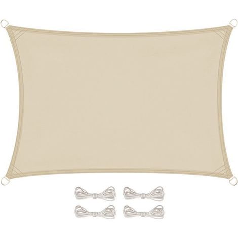 Voile d'ombrage rectangulaire imperméable et anti-UV - 3 x 4 m - Beige beige 3 x 4 m (1/5)