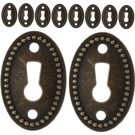 Lot de 12 plaques recouvrement ovales antiques pour serrures (1/5)