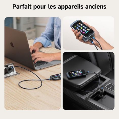 Câble Adaptateur Usb C Vers Micro Usb (Câble Adaptateur Micro Usb Vers Usb C) Avec Jaquette Tressée 1M En Noir (1/5)