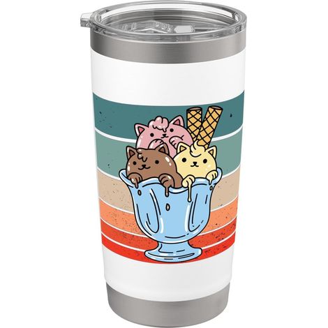 Glace Fun Cat Dessert Bol à glace Chocolat Vanille Gobelet isotherme en acier inoxydable double paroi (1/5)