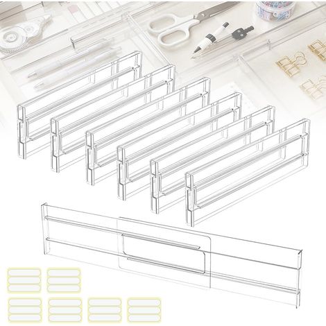 separadores de cajones de plástico ajustables de 27,5 a 52 cm, organizadores de cajones para almacenamiento de oficina. (1/5)
