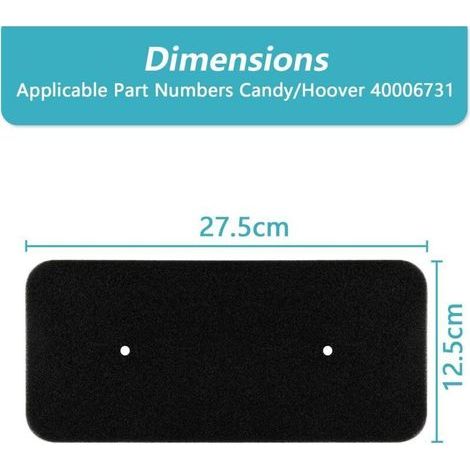 2 Filtres Éponge pour Sèche-Linge à Condensation et Pompe à Chaleur – Dimensions 275 x 125 x 10 mm – Compatible avec Modèles Standard (1/3)