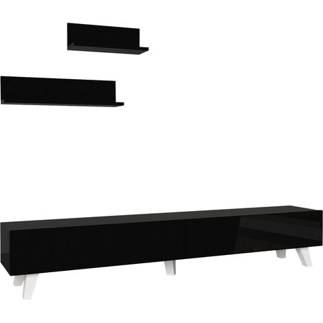 Set mobile TV e 2 ripiani 180 x 31 x 33 cm nero 030007890