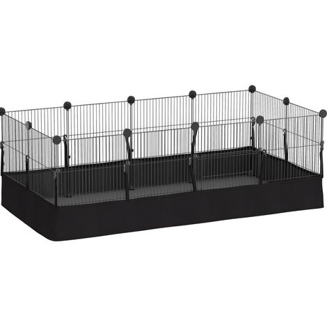 Recinto per piccoli animali 120x60x40 cm acciaio nero con tappetino impermeabile - CHICFURN (1/5)