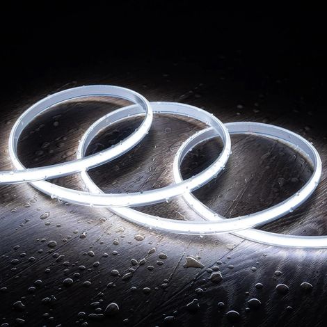 LED-Streifen Dimmbar 220V COB Selbstgleichrichtend 320 LED/m 8W/m 720 lm/m Breite 12mm Schnitt 50cm IP65 CRI90 nach Maß 6000K Kaltweiß 3 m