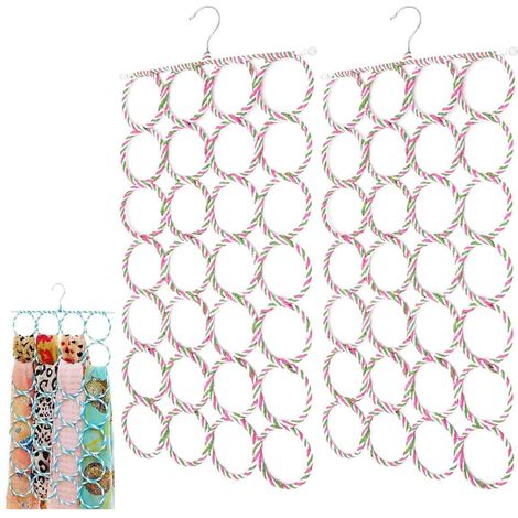 Lot de 2 organisateurs, 28 anneaux, rangement écharpes, ceintures, foulards, accès facile garde-robe (1/5)