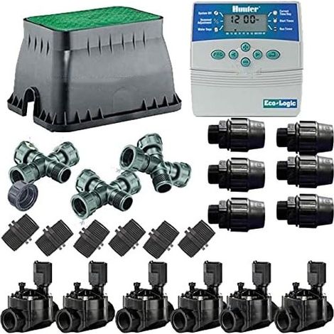 Kit Irrigazione Automatica 6 zone per irrigazione elettrica. Set timer + Elettrovalvole + Accessori per l'installazione (1/2)