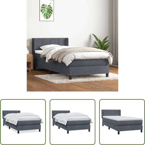 vidaXL Samt - Boxspringbett mit Matratze Dunkelgrau 80x210 cm Samt (1/5)
