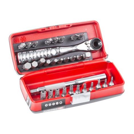 Facom – Coffret d'embouts 31 pcs 1/4'' – Cliquet ultra-compact – 28 embouts pour vis cruciformes et Torx – Rallonge 100 mm (1/4)