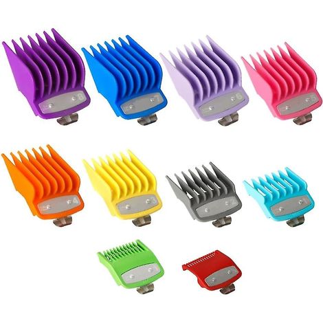 Barber Comb Colorful Metal Hook 10-Piece Set, Salon Clipper, Hairdressing Limit Comb, Oil Head Shape Caliper Comb. (1/5)
