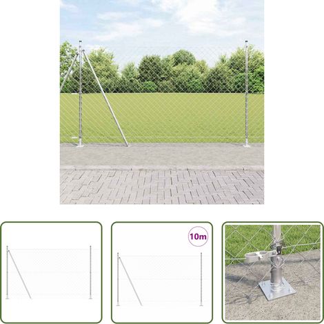 vidaXL Clôture en acier - Poteau de clôture. Argenté 10 x 1,5 m (mailles de 60 x 60 mm) (1/5)