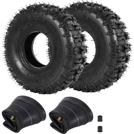 Pneu 4.10/3.50-4, Lot de 2 Pneu chambre à air  4.10 3.50-4 Pour Chariot de Jardin, Tondeuse à Gazon, Diable, Brouette (1/5)