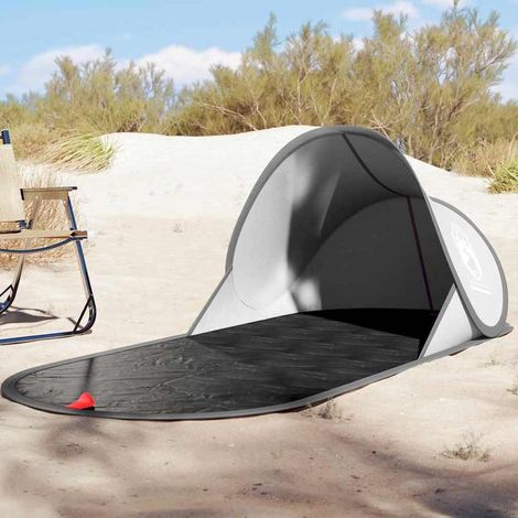 Gray Pop Up Beach Tent, Polyester Fabric Quick Setup Sun Shelter For Sand Pit Kids Play, Portable Foldable Design With Carry Bag (1/5)