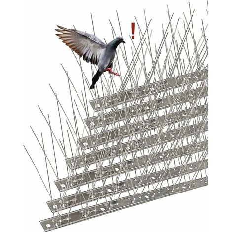 Lot de 14 pics anti-pigeons en acier inoxydable de 3,5 mètres de long, pour repousser les pigeons, les corbeaux, les moineaux et les chats – répulsif à oiseaux respectueux des animaux (1/5)