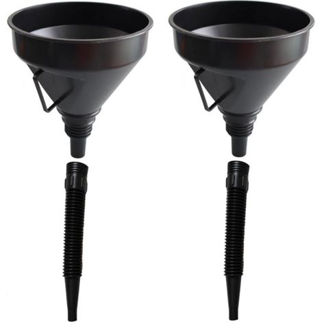 2er-Pack Trichter mit Schlauch – Benzintrichter mit abnehmbaren Spitzen – Filter für Wasser, Öl, Motorrad, Landmaschinen, Automobil, Schnellfiltration