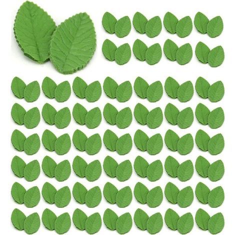 200X Feuilles de Fleurs Artificielles pour Décoration de Mariage, Guirlande de Feuilles de Roses, Artisanat Décoratif, Vert