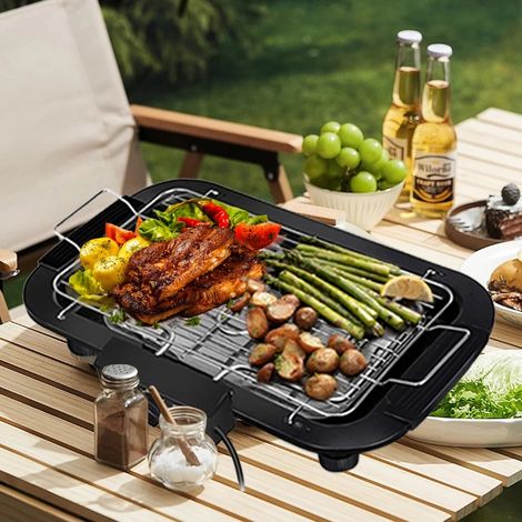 Grill électrique de table en acier inoxydable avec contrôle de température à 6 niveaux pour les fêtes à domicile, le camping en plein air et les barbecues en intérieur (1/5)