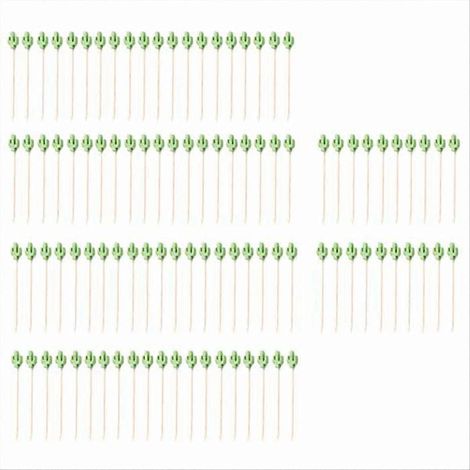 Cure-dents en bambou faits main, 100 pièces, 13 cm, cactus verts (1/5)