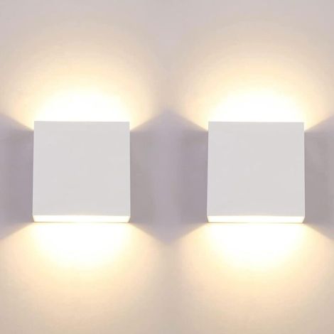 Lot de 2 Appliques Murales LED 6W Dimmables, Blanc Chaud 3000K, Boîtier Blanc, Éclairage Moderne Intérieur pour Chambre à Coucher, Salon (1/5)