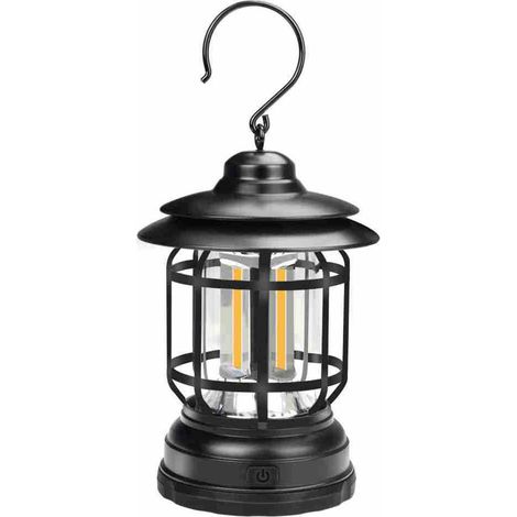 Linterna LED colgante para camping, ideal para jardín, con luces exteriores regulables, resistente al agua, estilo bronce retro y luz blanca para balcón y jardín. (1/5)