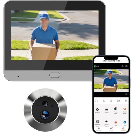 Visiophone Connecté Interphone Vidéo Connectivité WiFi 2,4 GHz, 1080P Judas Numérique Caméra avec 4.3 Pouces Moniteur, PIR Motion Detection, Vision Nocturne (1/5)