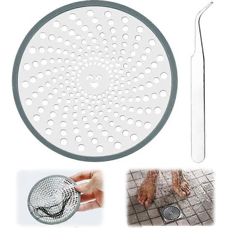 Bonde de douche en acier inoxydable avec filtre anti-cheveux, antirouille et anti-obstruction, facile à nettoyer - Argent (1/5)
