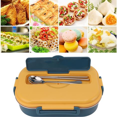Lunchbox aus Edelstahl 304 mit Fächern und Schüssel, ideal für Schüler, Büroangestellte und Reisende. (1/5)