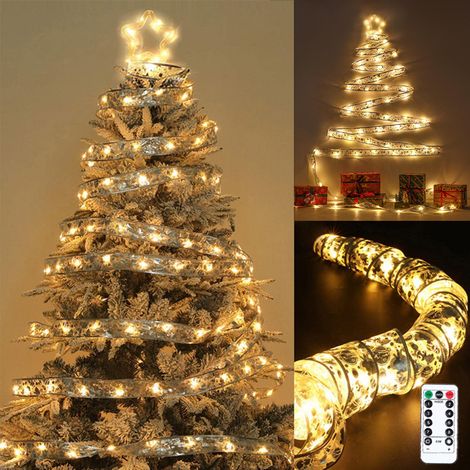 Cimier de sapin de Noël de 4 m avec télécommande et ruban, décoration étoile de sapin de Noël avec lumière LED, décoration de Noël, lumière de Noël (1/5)