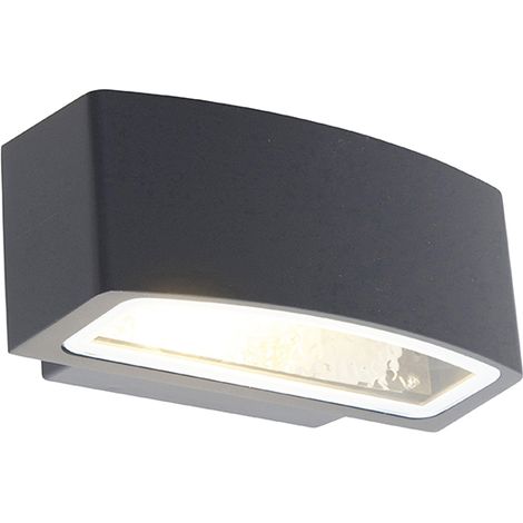QAZQA Moderno Lámpara de pared exterior moderna grafito 14,3 cm IP44 - Latina Aluminio /Vidrio Rectangular Adecuado para LED Max. 1 x 60 Watt