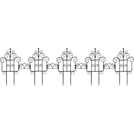 Clôture Moderne pour Jardins en PP Bordure Flexible sans Installation 5 ou 10 Panneaux 40x22 cm Noir (1/5)