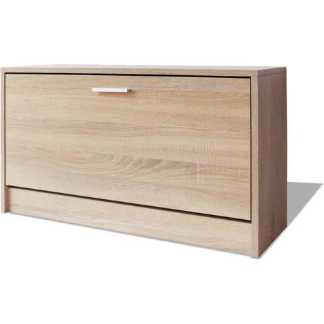 Banc à chaussures bottes commode étagère meuble entrée rangement 80 x 24 x 45 cm Chêne marron