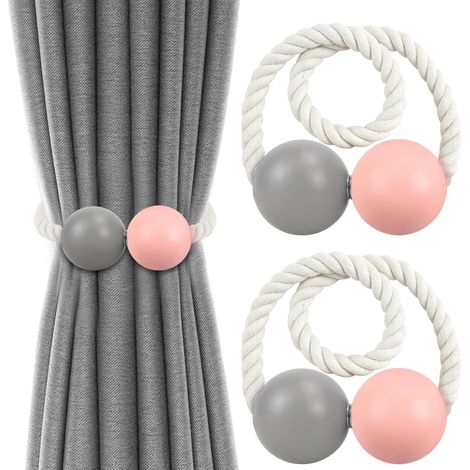 Magnetische Gardinenhalter, Gardinenhalterclips aus Holz (Paar), robuste und langlebige magnetische Gardinenhalter mit Schnallenkordeln, geeignet für die Dekoration von Wohnräumen und Fenstern.