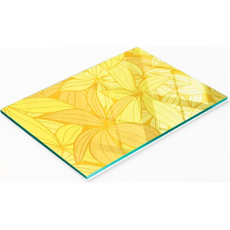 Pannello decorativo multifunzionale da cucina in legno temperato con fiori gialli, 80x52 cm. (1/5)