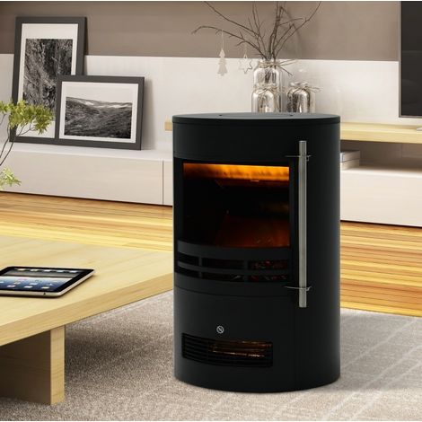 Camino elettrico LED da parete e da terra 41 x 41 x 64,5 cm nero DESVIAE (1/5)