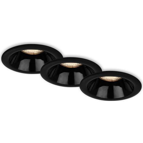 LED Einbauleuchten 3er Set GU10 versenkte Fassung IP23 schwarz Ø9,5cm Briloner (1/5)