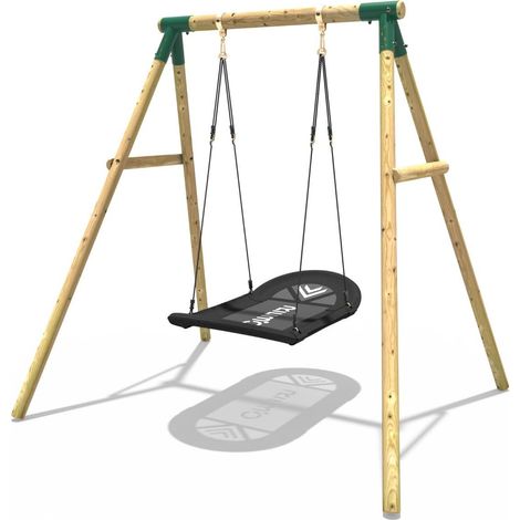 Wooden Garden Swing Set with Boat Swing Seat - Single Boat Green (1/5)