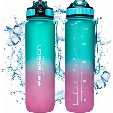 Botella de agua de 1 L PTN HY-8014-1L-9584 Verde-Rosa (1/5)