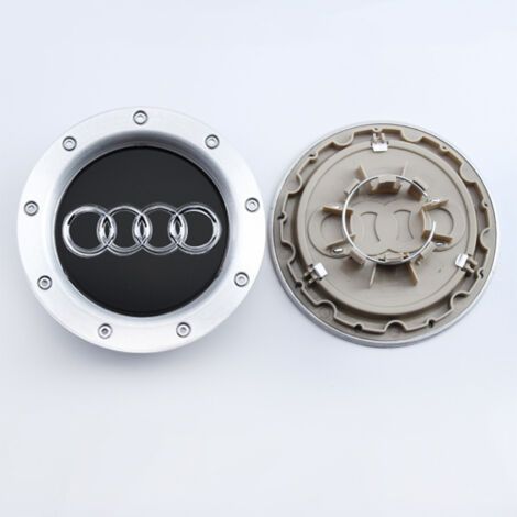 9-Loch-Radnabenkappe, passend für Audi A6 C5, A4 B7, TT – Felgennabenkappe, Autoradnabenkappe, Aluminium + ABS-Radzubehör, 4-teiliges Set – Schwarz (1/3)